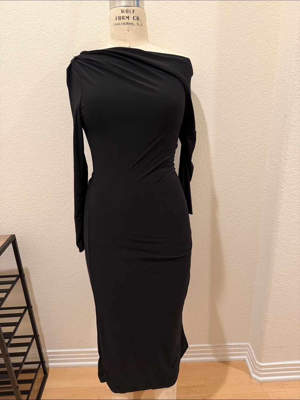 Societe Anonyme Black One-Shoulder Long Sleeve Dress